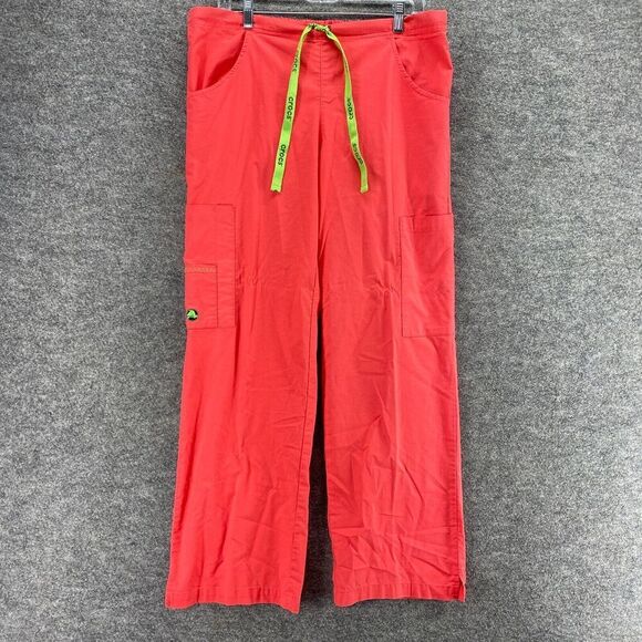 Crocs Scrub Pants Women M Medium Red High Rise Pleated Medical Apparel Cotton - Picture 3 of 11